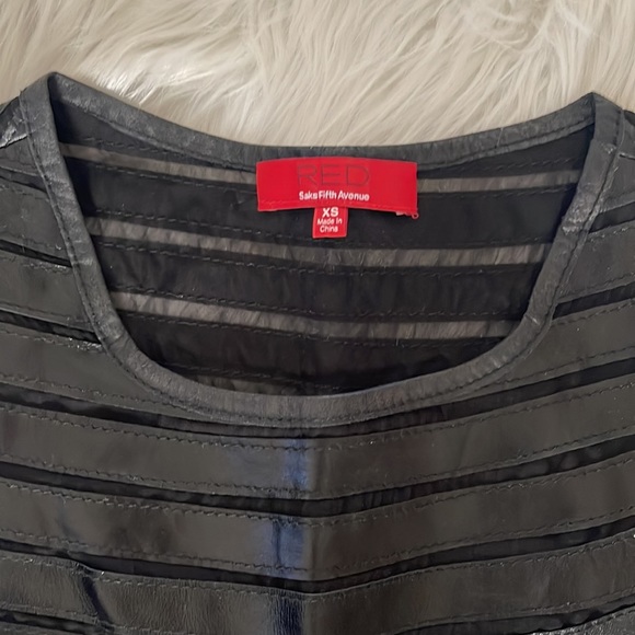 Saks Fifth Ave. Red faux leather dress side zip XS waist 26” bust 34” - Picture 3 of 5